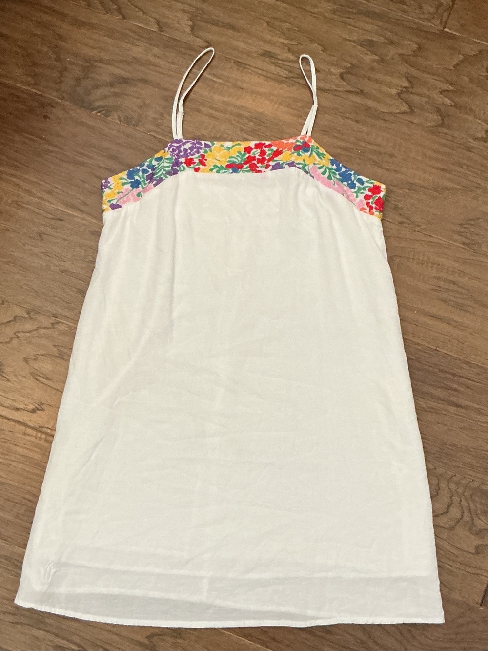 J.Marie White Medium Mini Dress with Colorful embroidered Floral Trim